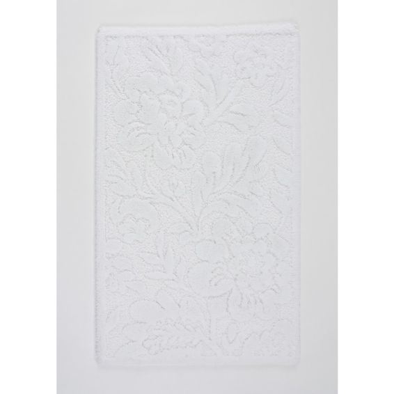 Brighton 100 Floral Bath Mats in White by Designer Abyss & Habidecor