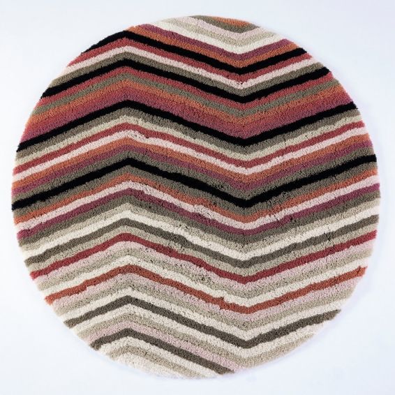 Dana Zig Zag Circle Bath Mat in Sedona Pink by Designer Abyss & Habidecor