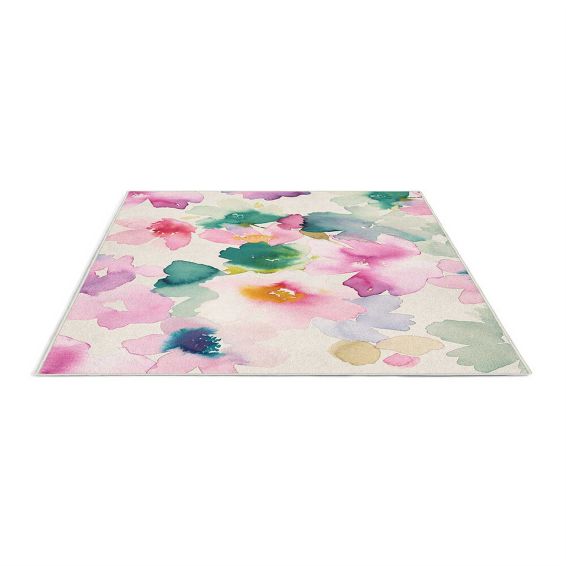 Sanna 15902 Abstract Floral Paint Rug in Multi by Bluebellgray