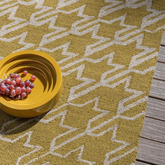 Houndstooth Indoor Outdoor Rug 455706 by Ted Baker in Mustard