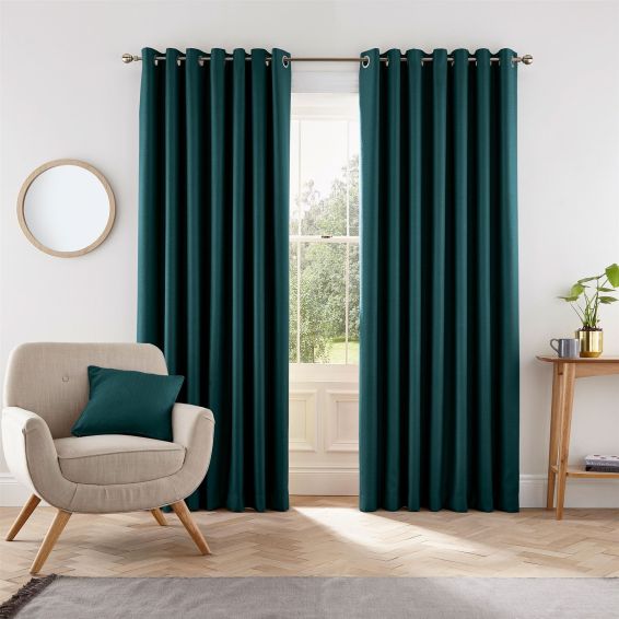 Eden Plain Curtains by Helena Springfield in Teal Green