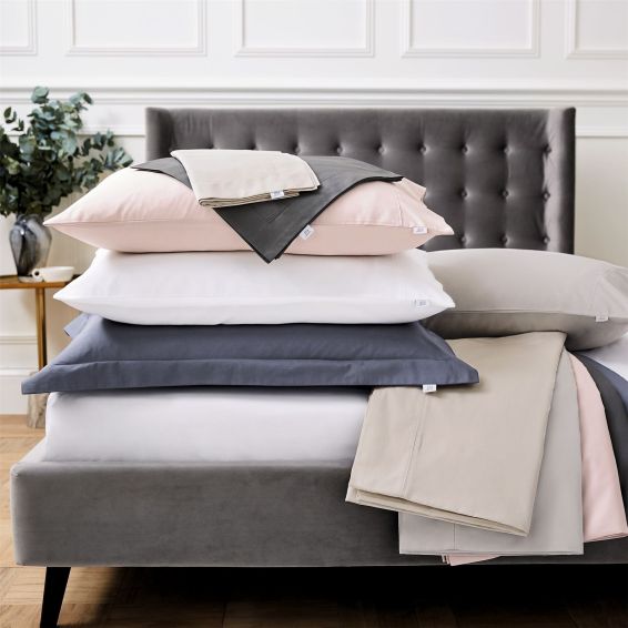 Plain Housewife Pillowcase By Bedeck of Belfast in Charcoal grey