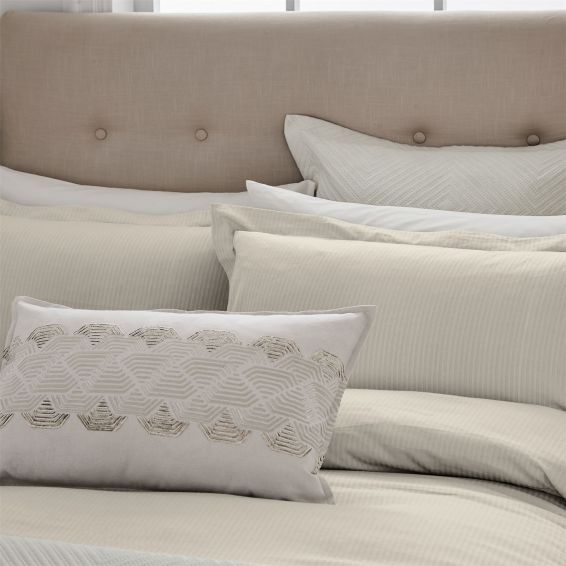 Deco Stripe Bedding by Helena Springfield in Champagne Beige