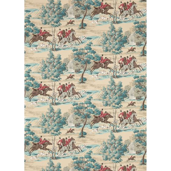 Tally Ho Wallpaper 214597 by Sanderson in Teal Ruby