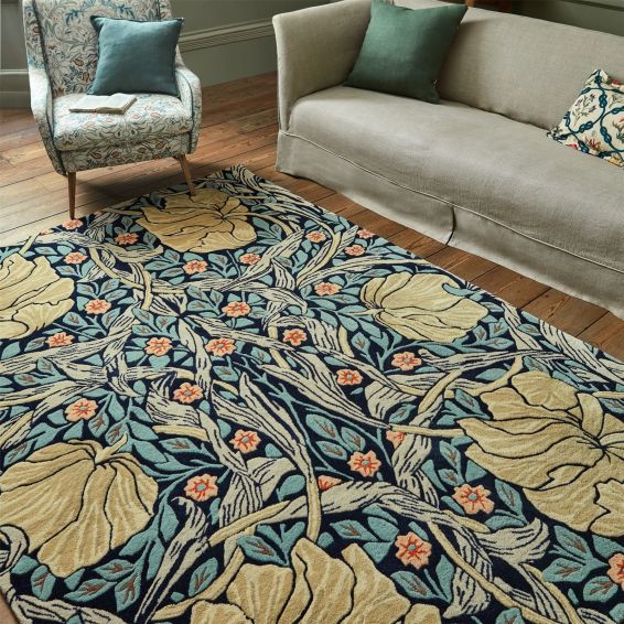 Pimpernel 028818 Rugs by William Morris in Indigo Blue