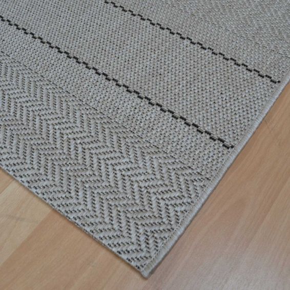 Patio Stripe PAT03 Chevron Outdoor Rugs in Beige