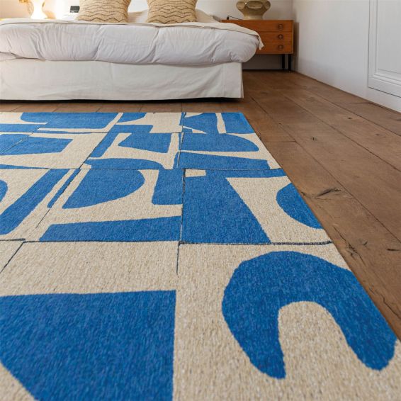 Louis De Poortere Designer Papercut Rugs in 9358 Campanula Blue