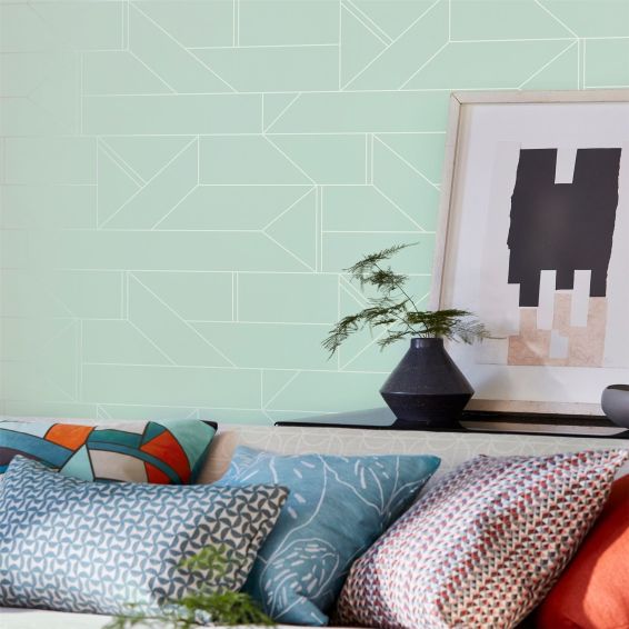 Barbican Geometric Wallpaper 112013 by Scion in Mint Green