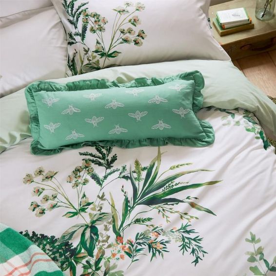 Lakeside Floral Cotton Bedding by Joules in Green