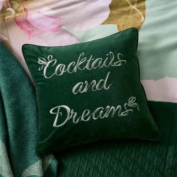 Cocktails And Dreams Cushion by Ted Baker in Forest Green