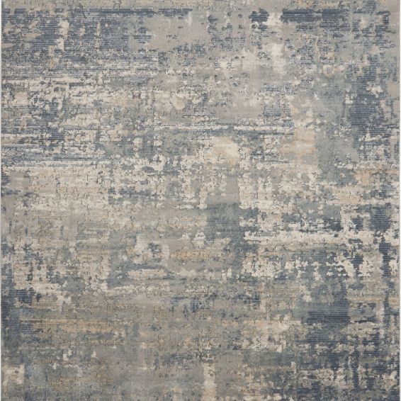 Quarry QUA04 Abstract Distressed Runner Rugs in Grey Beige by Nourison