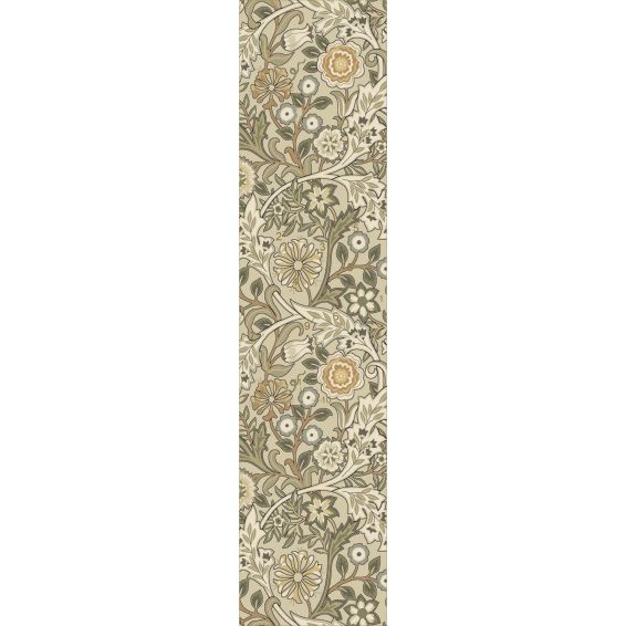 Wilhelmina Floral Runner Rugs 127401 in Linen Mustard by William Morris