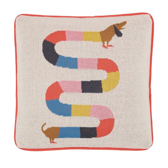 Lighthouse Stripe Cotton Cushion by Joules in Multi