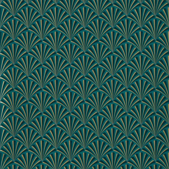 Chrysler Wallpaper W0164/04 by Clarke & Clarke in Teal Blue