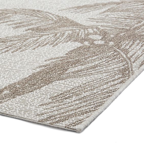 Miami A444 Indoor Outdoor Palm Leaf Rug in Beige