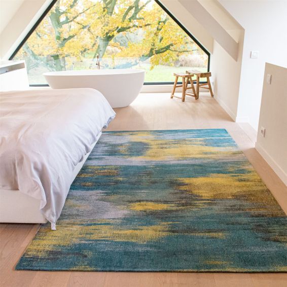 Louis De Poortere Designer Monetti Rugs in 9119 Nymphea Blue