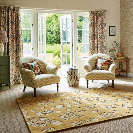 Woodland Glade Wool Rug 146806 by Sanderson in Gold