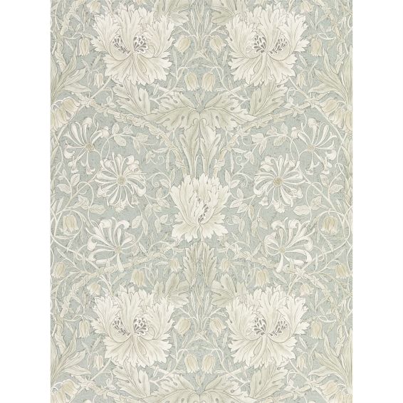 Pure Honeysuckle and Tulip Wallpaper 216525 by Morris & Co in Grey Blue