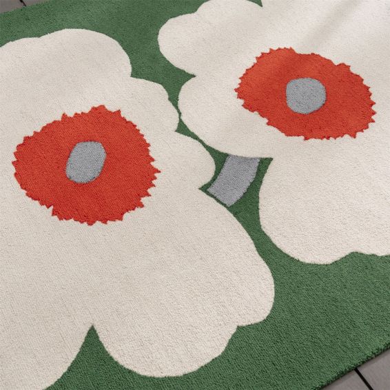 Unikko 60th Anniversary Indoor Outdoor Rugs 433007 by Marimekko in Green