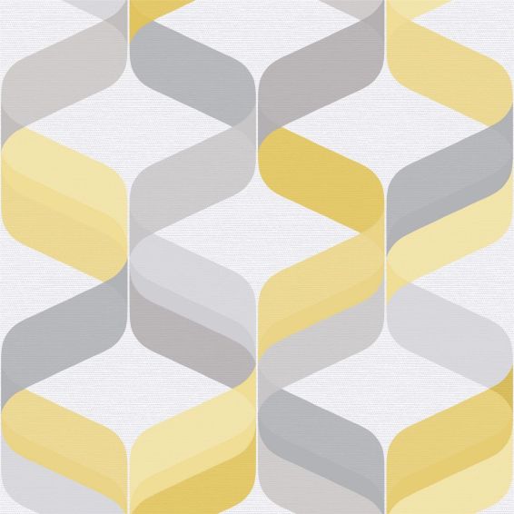 Retro Wallpaper 104817 by Graham & Brown in Lemon Yellow