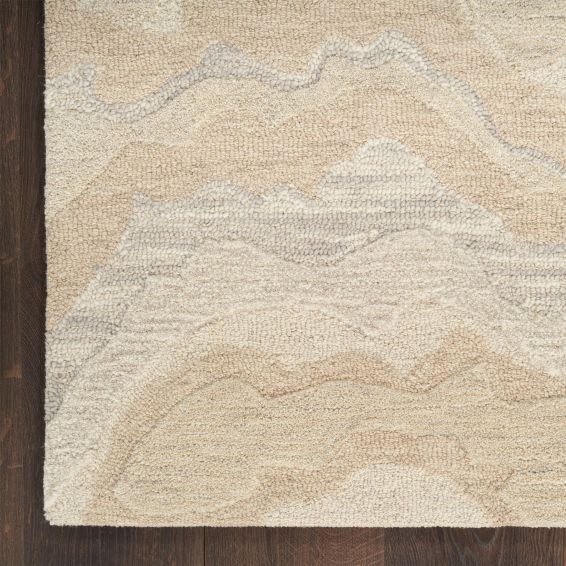 Graceful GRU01 Abstract Wool Runner Rugs by Nourison in Beige