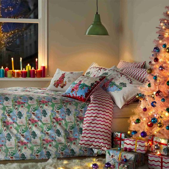 A Christmas Sky Cotton Cushion by Cath Kidson in Multi