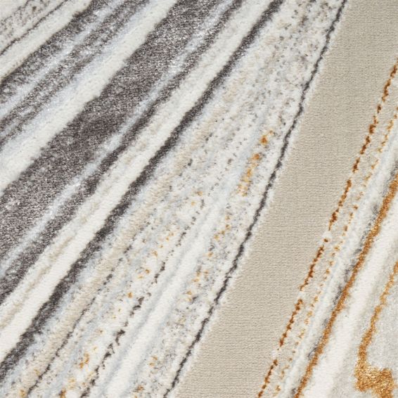 Glitz GLZ21 Abstract Runner Rug by Nourison in Grey Gold