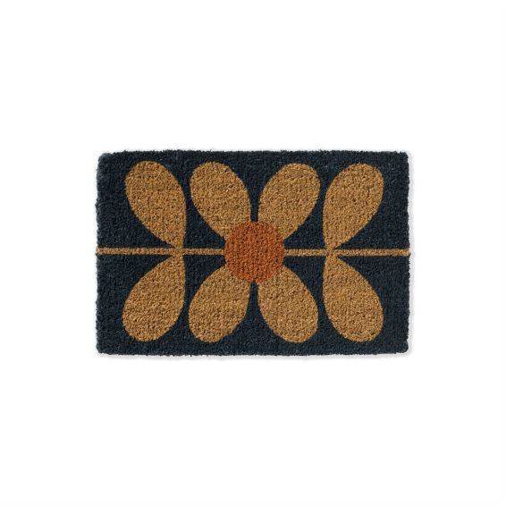 Sixties Stem Coir Doormat 564008 by Orla Kiely in Navy Blue