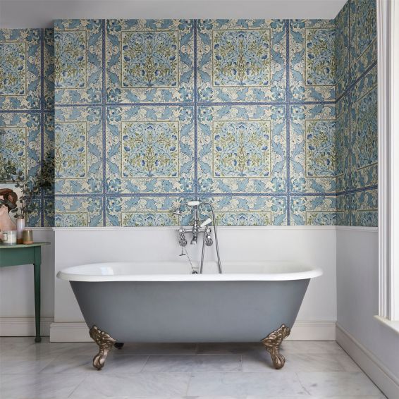 Wilhelmina Wallpaper 216671 by Morris & Co in Indigo Blue