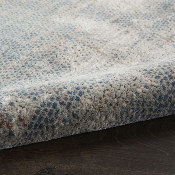 Rustic Textures RUS15 Abstract Runner Rugs in Grey Blue