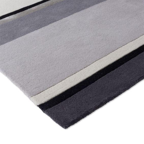 Eaton Striped 081004 Rug by Laura Ashley in Charcoal Grey