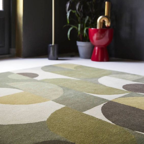 Decor Cosmo Geometric Rugs in Greens 095207 By Brink and Campman