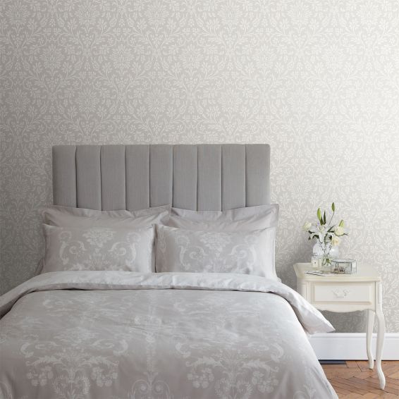 Annecy Damask Wallpaper 113369 by Laura Ashley in Dove Grey