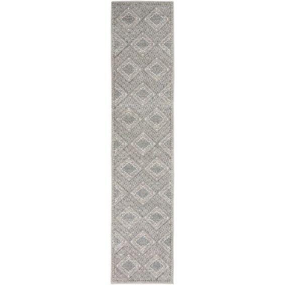 Quarry QUA16 Traditional Distressed Runner Rugs in Grey Ivory Blue by Nourison