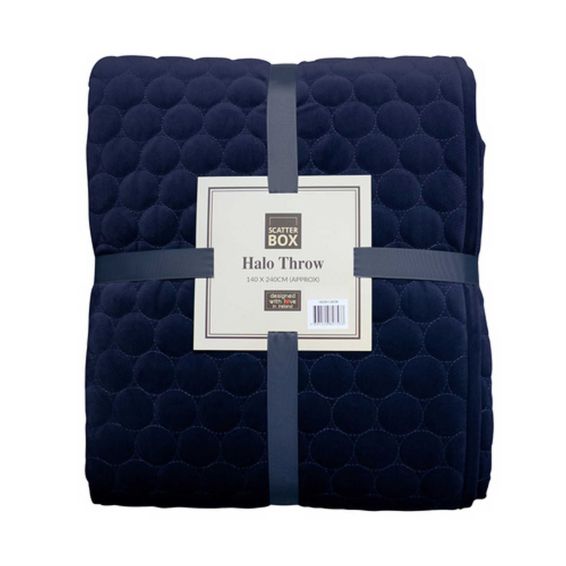 Halo Quilted Soft Luxury Throw in Midnight Blue