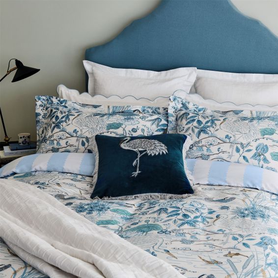 Crane And Frog Floral Bedding by Sanderson in Blue