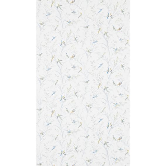 Tuileries Bird Wallpaper 214083 by Sanderson in Silver Multi