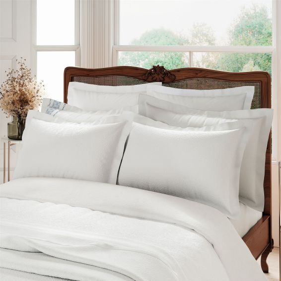 Samara Textured Cotton Bedding by V&A in White