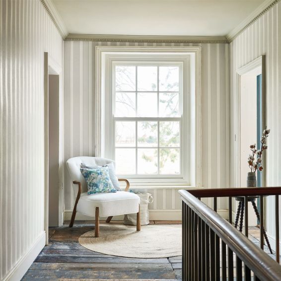 Sonning Stripe Wallpaper 216889 by Sanderson in Country Linen