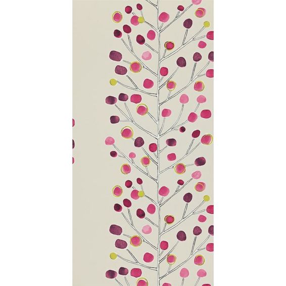 Berry Tree Wallpaper 110204 by Scion in Mink Plum Berry Lime