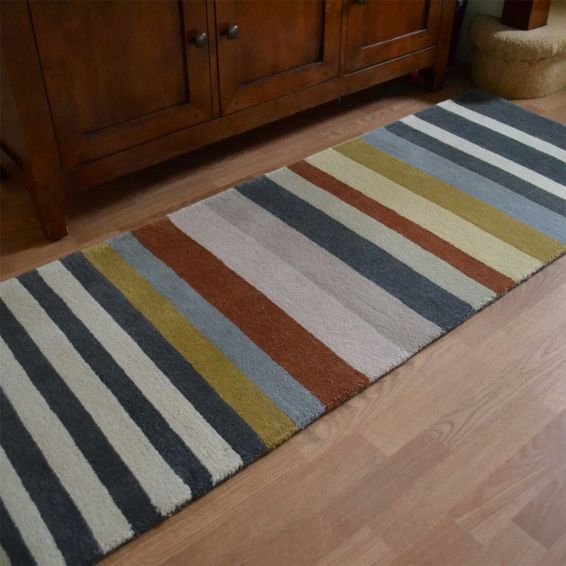 Rosita Stripe Wool Runner Rugs 140402 Harissa by Harlequin