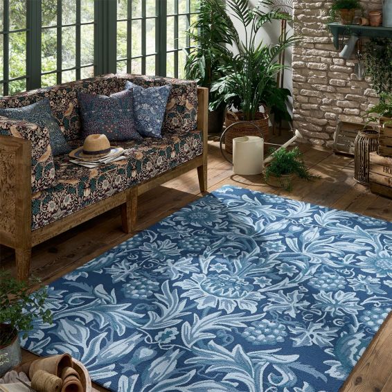 Sunflower Indoor Outdoor Rugs 427907 by Morris & Co in Webbs Blue