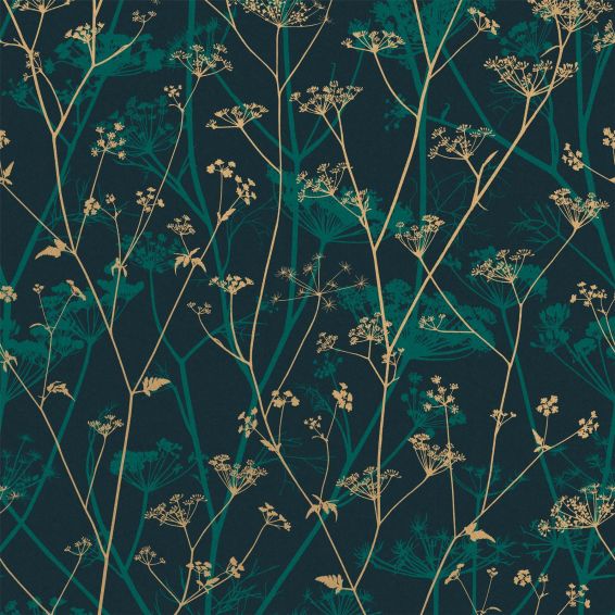 Wild Chervil Wallpaper 120394 by Clarissa Hulse in Kingfisher Gold