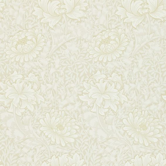 Chrysanthemum Wallpaper 212546 by Morris & Co in Chalk White