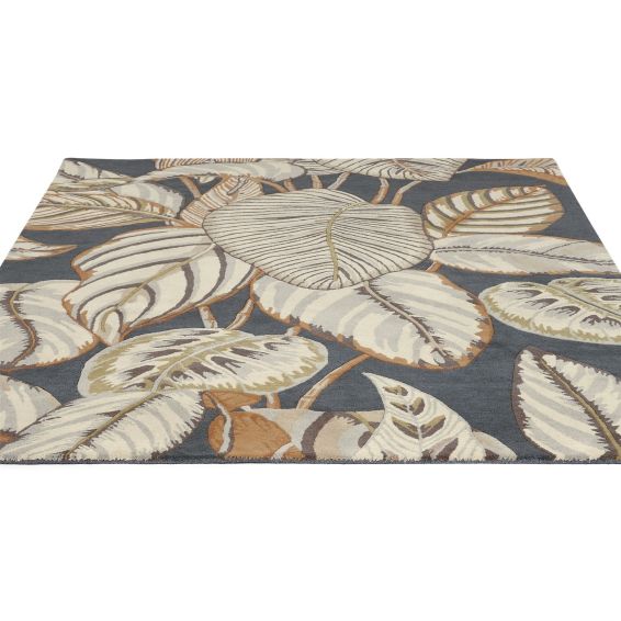 Calathea Rugs 50805 in Charcoal by Sanderson