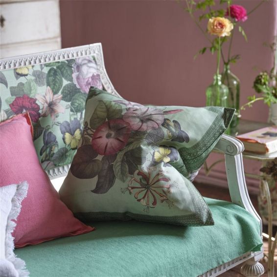 Botany Floral Cushion in Sage Green by John Derian