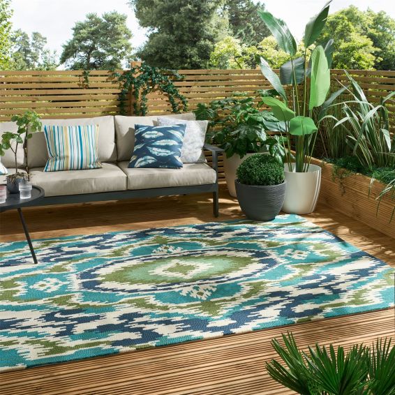 Ixora Indoor Outdoor Rugs 442007 in Emerald Palm Chartreuse