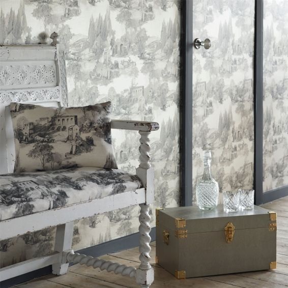 Anastacia Wallpaper W0080 04 by Clarke and Clarke in Gilver Grey