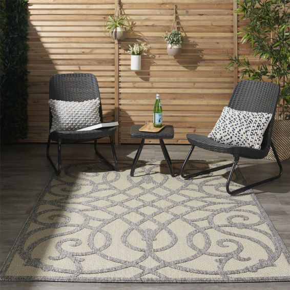 Cozumel CZM04 Indoor Outdoor Modern Rugs in Cream Grey