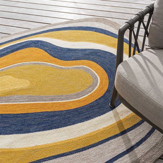 Habitat Aura Outdoor Abstract Shape Rugs Ochre 477306